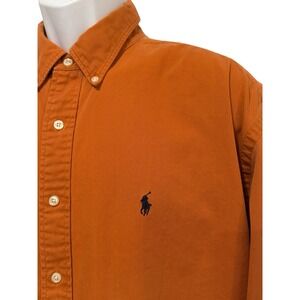 Polo Ralph Lauren Men Shirt Button XL VTG Oxford 90s Orange Fall